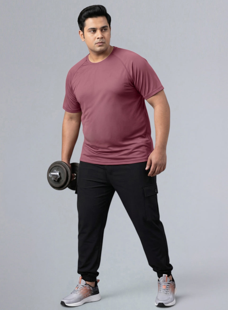 Men's Pink Ultimate Running Plus Size Regular Fit T-shirt