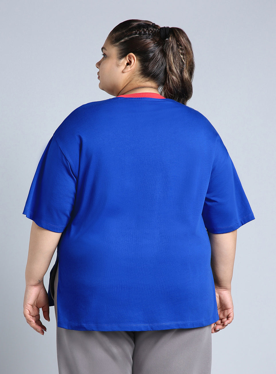 Women's Blue Cult Classic Oversized Fit Plus Size T-shirt