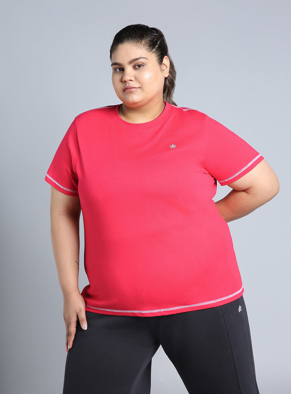 Women's Pink Plus Size Back Vent Athleisure Tee