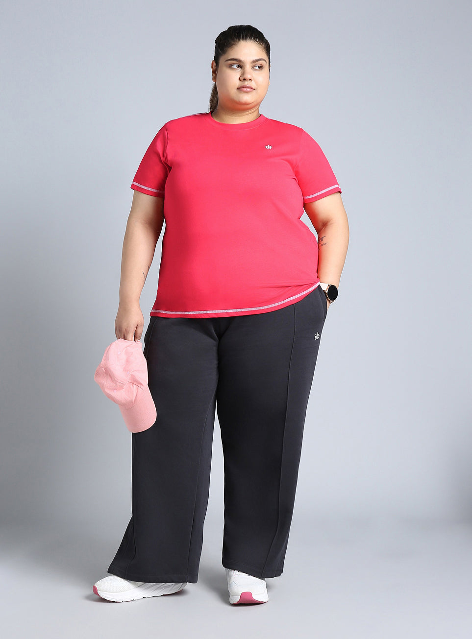 Women's Pink Plus Size Back Vent Athleisure Tee