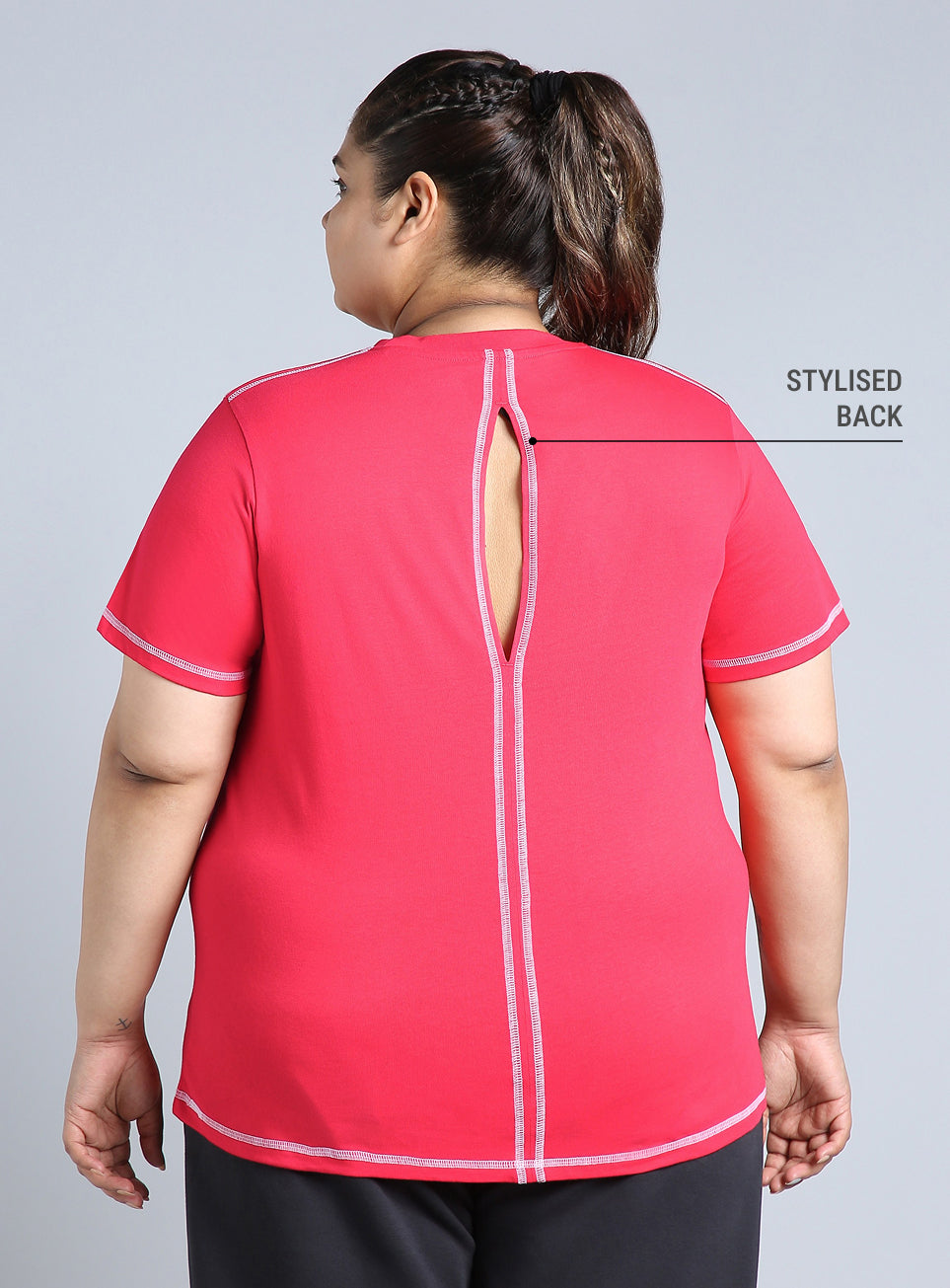 Women's Pink Plus Size Back Vent Athleisure Tee