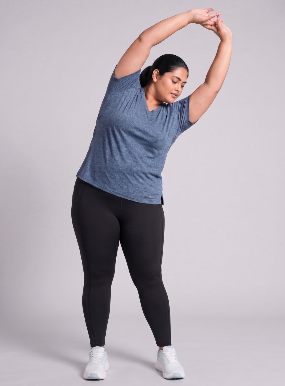 Women's Navy V neck Training Plus Size Comfortech T-shirt