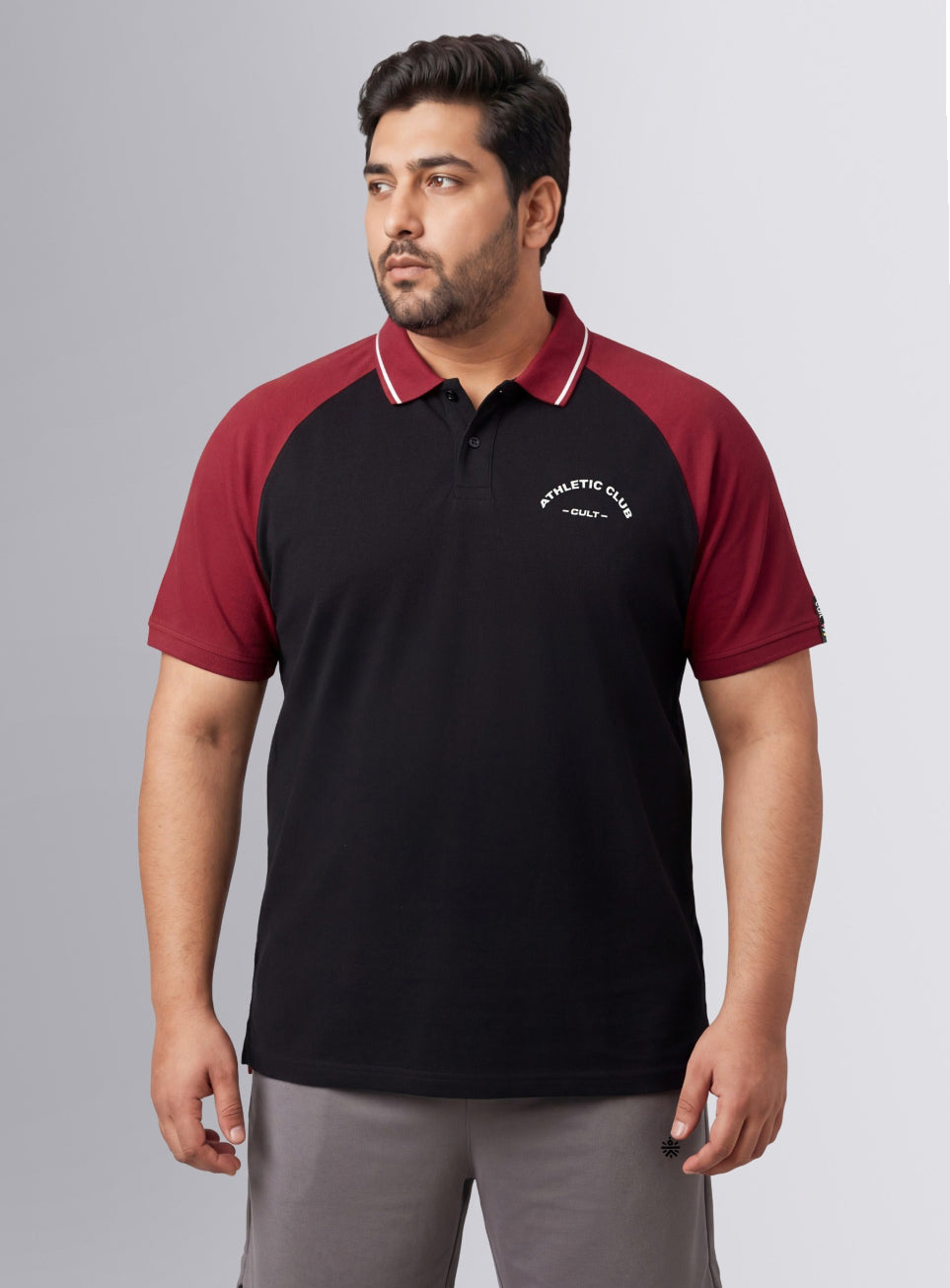 Men's Black Athletic Club Plus Size Polo T-shirt