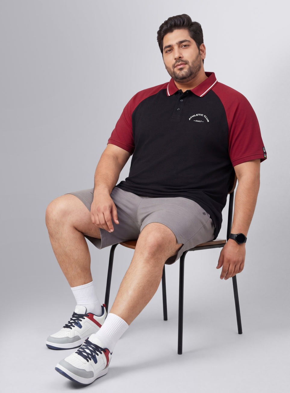 Men's Black Athletic Club Plus Size Polo T-shirt