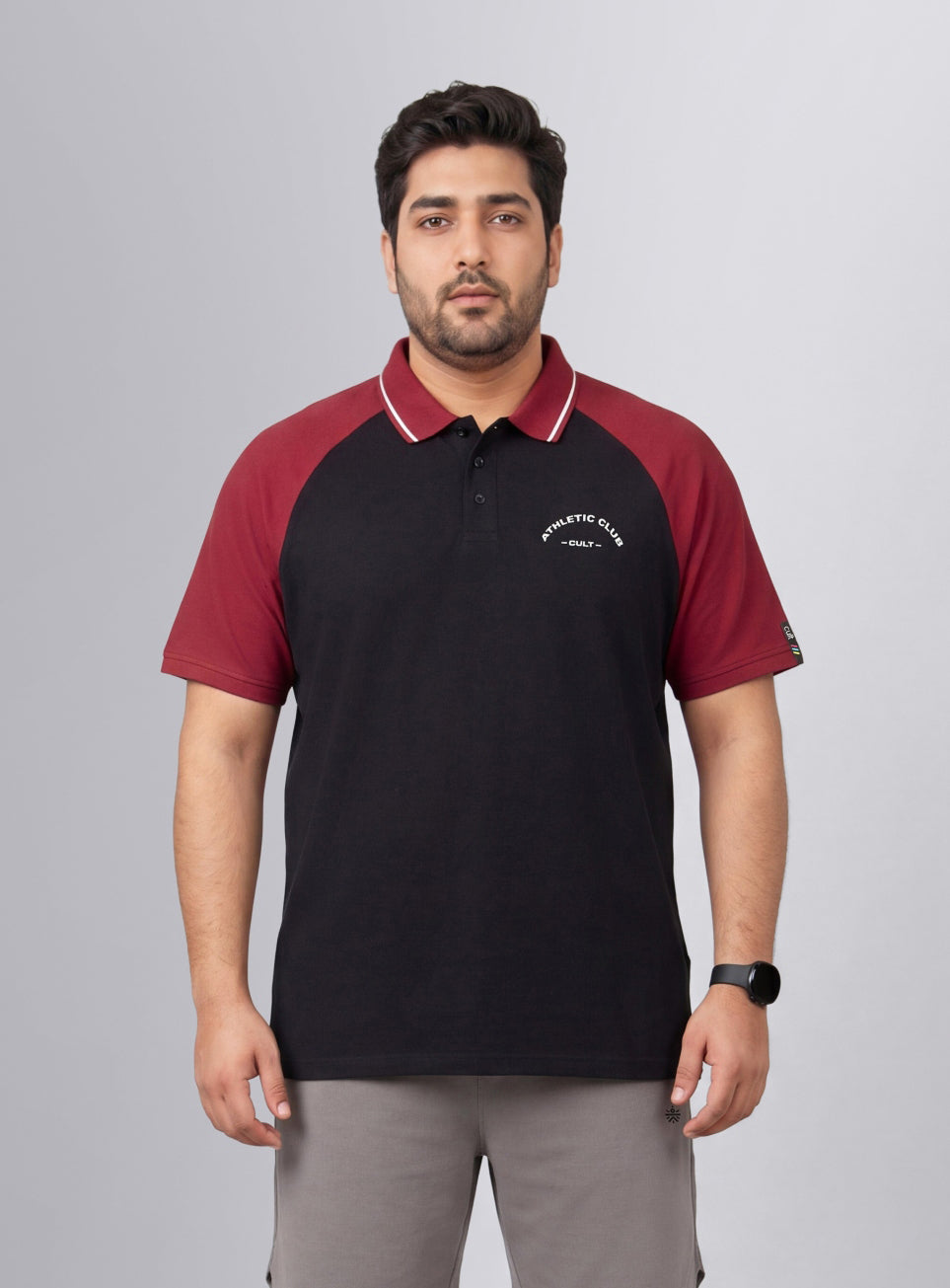 Men's Black Athletic Club Plus Size Polo T-shirt