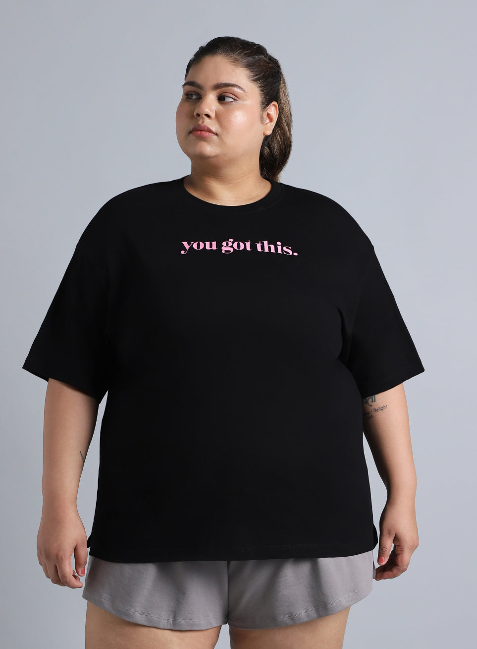 Women's Black You Got This Oversized Fit Plus Size T-shirt