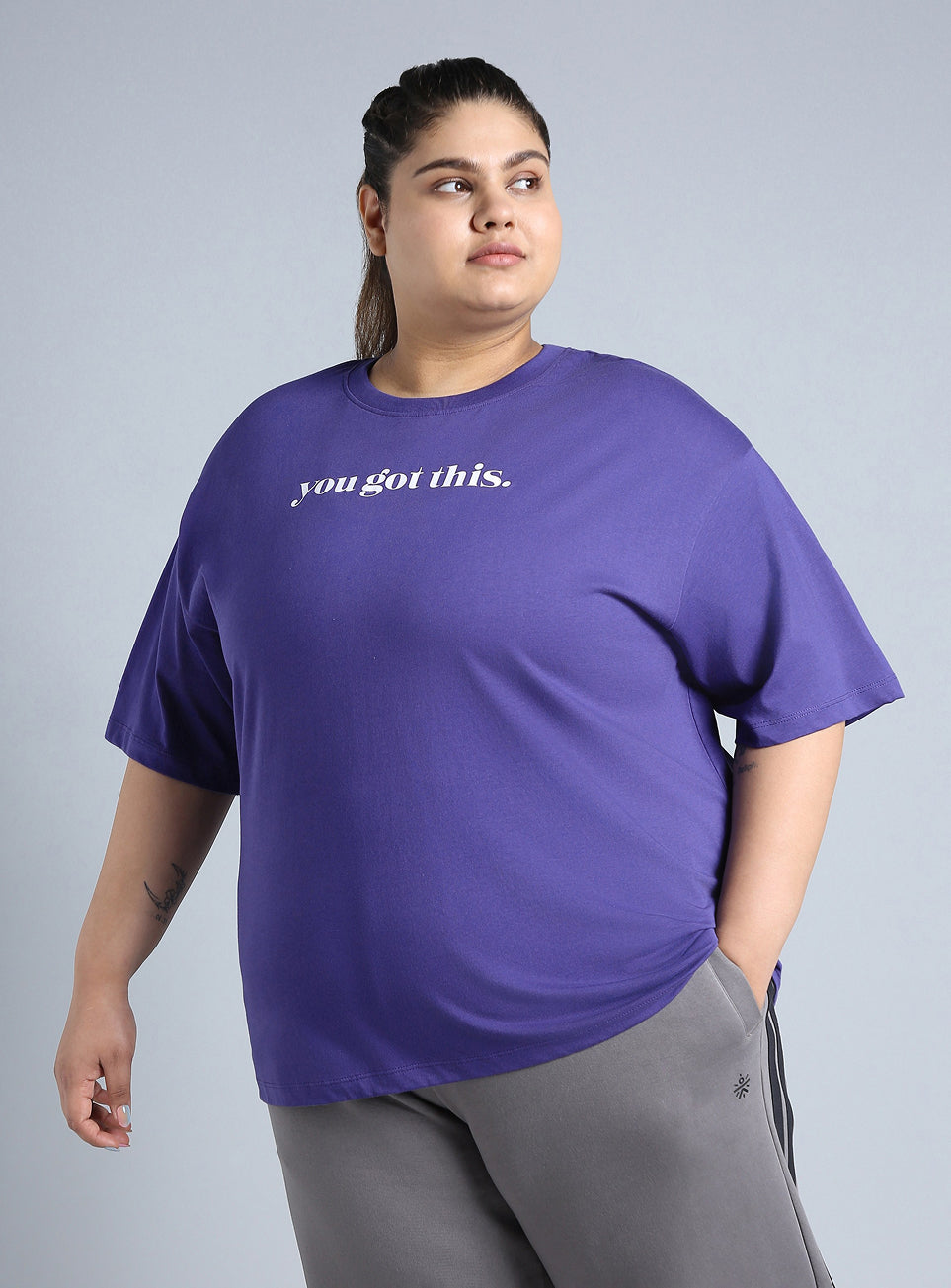 Women's Blue You Got This Oversized Fit Plus Size T-shirt