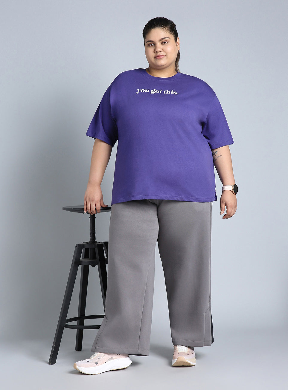 Women's Blue You Got This Oversized Fit Plus Size T-shirt