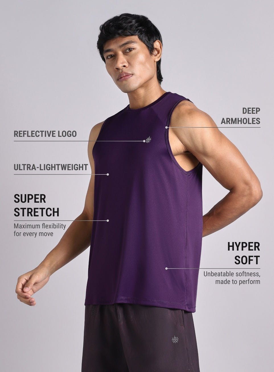 Men's Purple Dark Series Running Tank