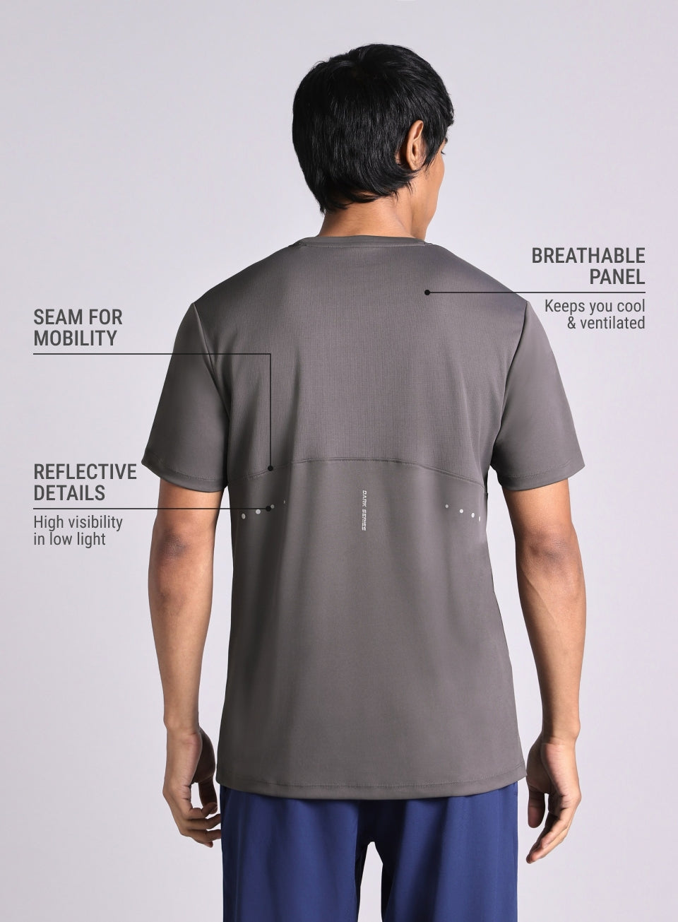 Men's Dark Grey Night escape Running T-shirt