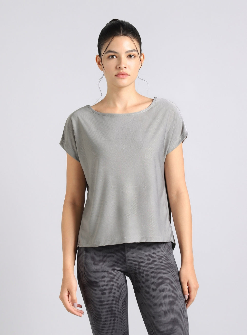 Women's Grey Premium Jacquard Knit Aqua Top