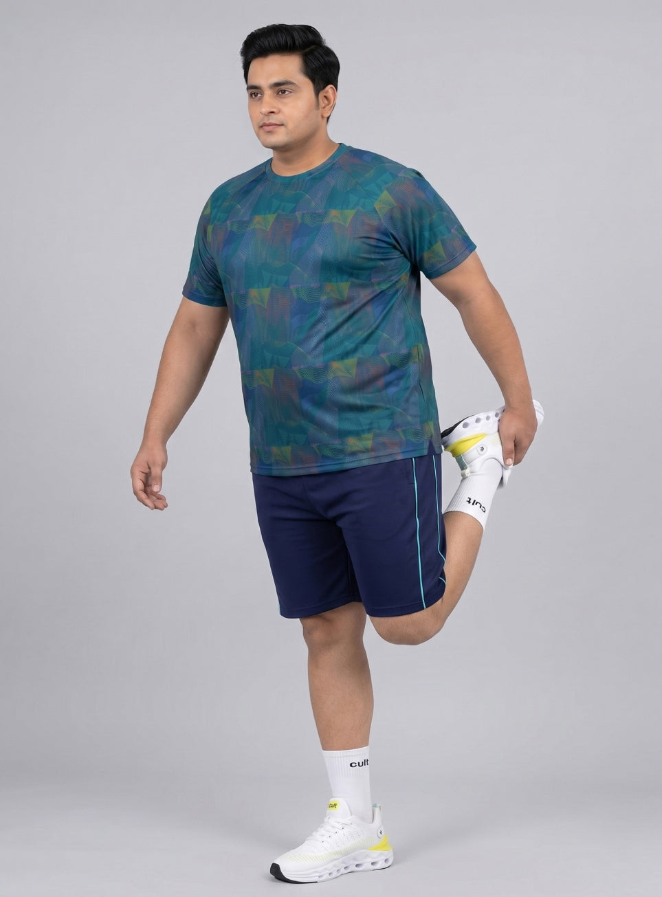 Men's Teal High Energy Line Training Plus Size T-shirt