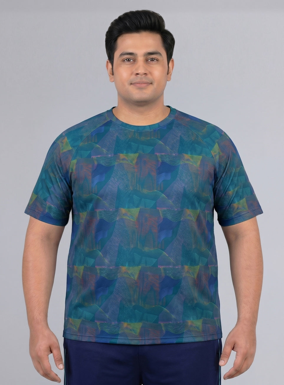 Men's Teal High Energy Line Training Plus Size T-shirt