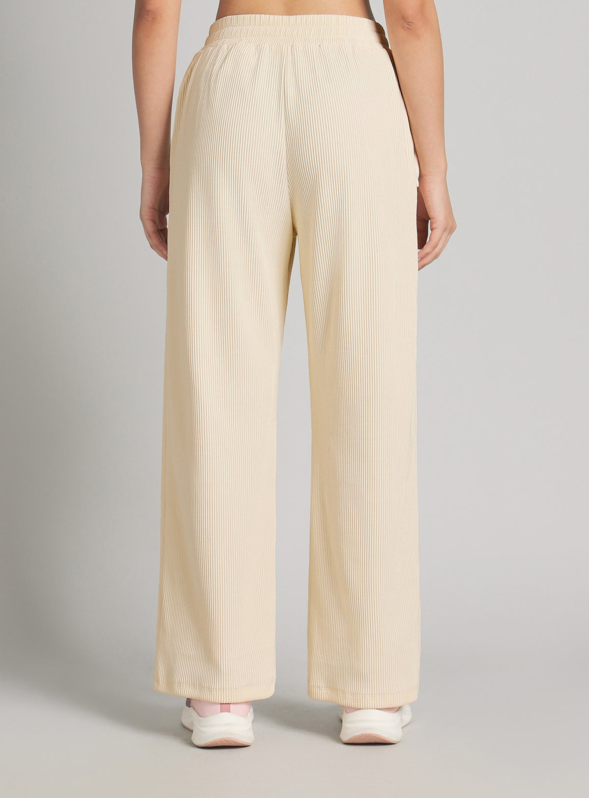 Womne's Off White Ribbed Move and Flow Trackpants