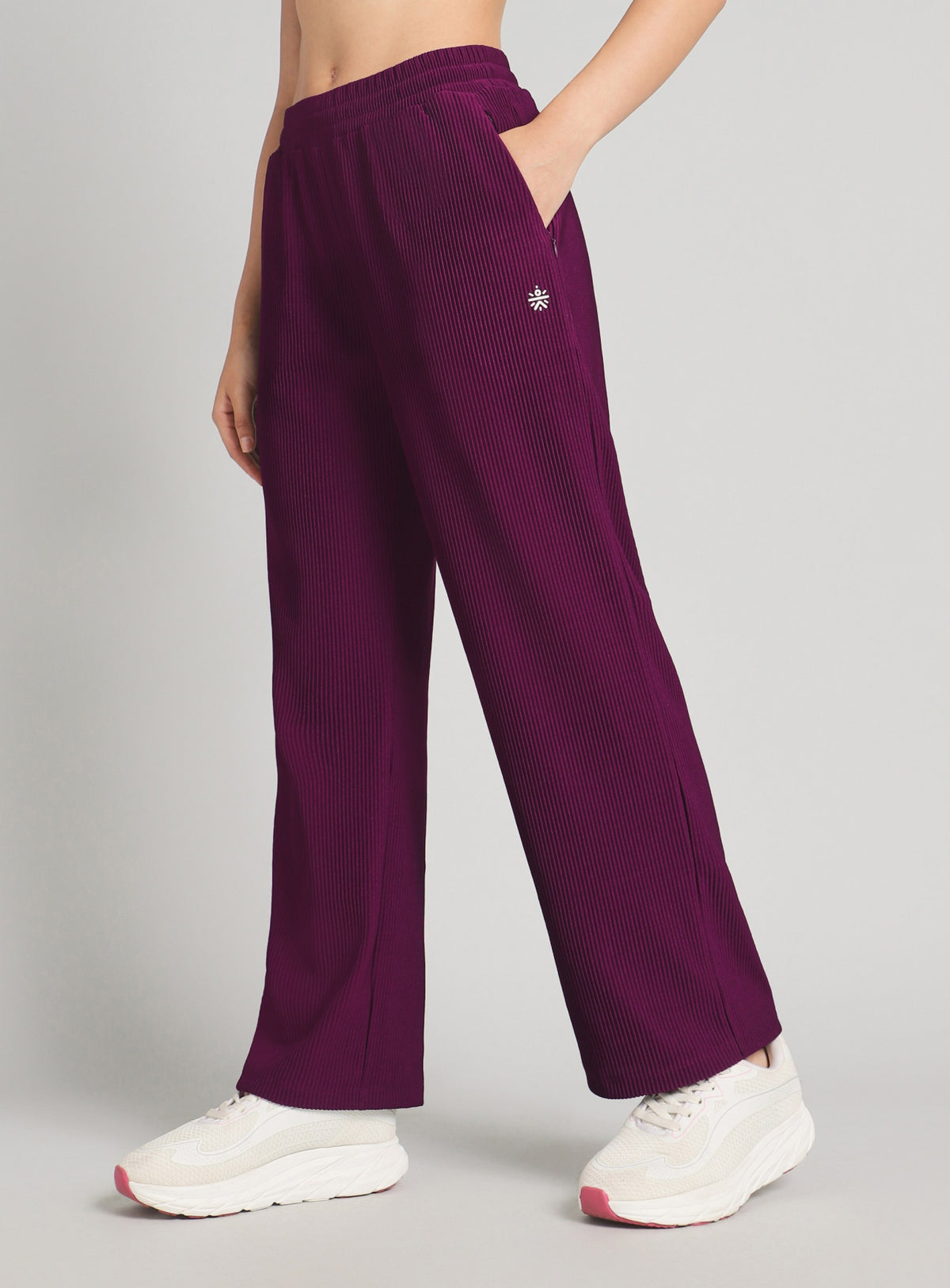 Womne's Burgundy Ribbed Move and Flow Trackpants