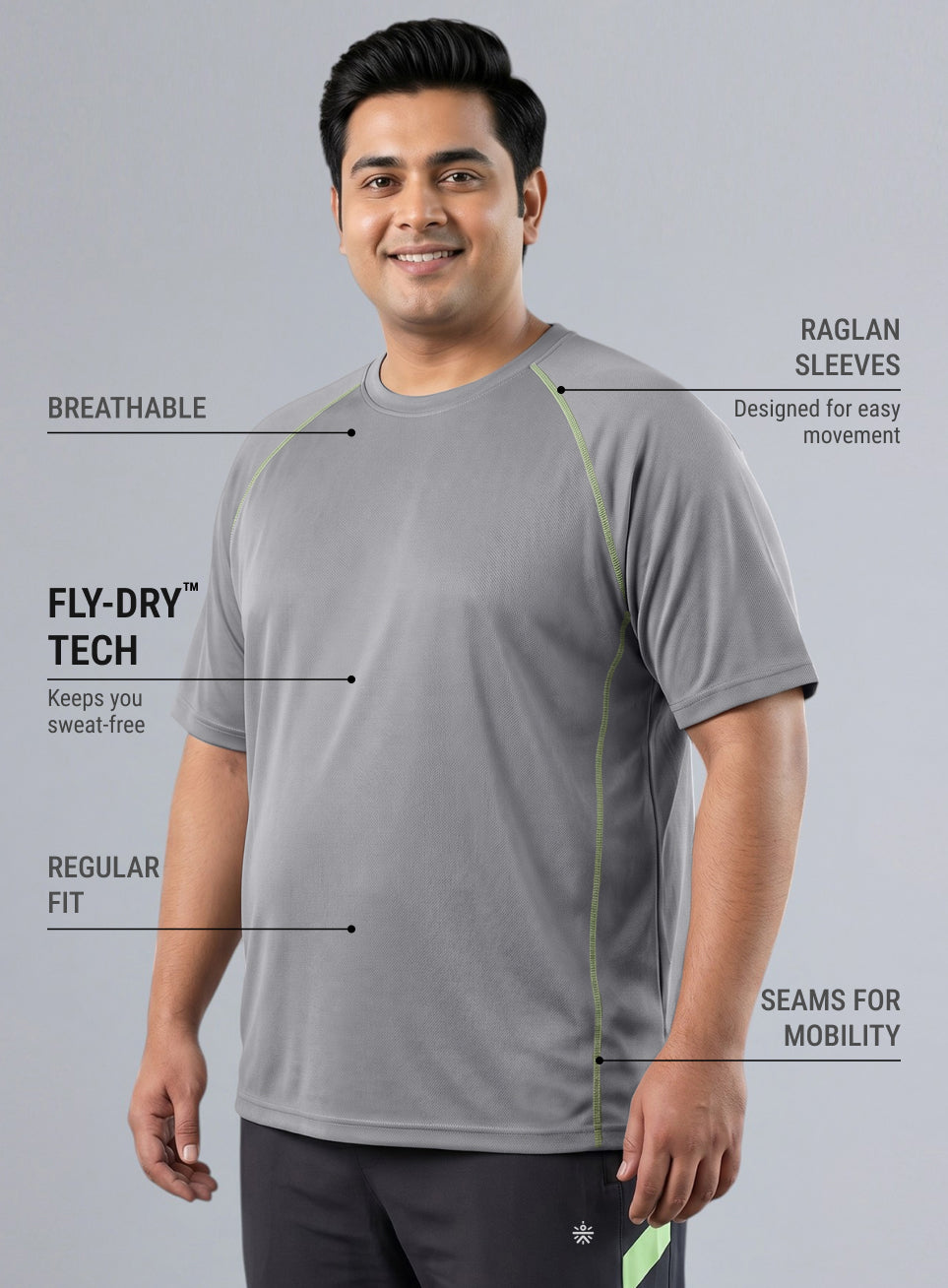 Men's Grey Everyday Workout Train T-shirt