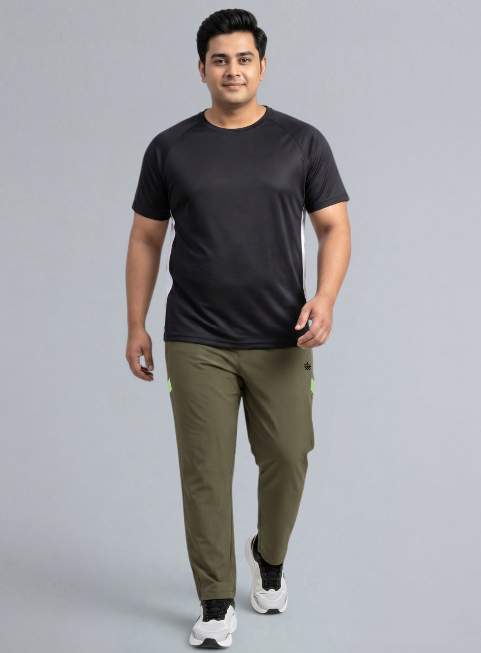 Men's Olive Power Pop Straight Fit Trackpants