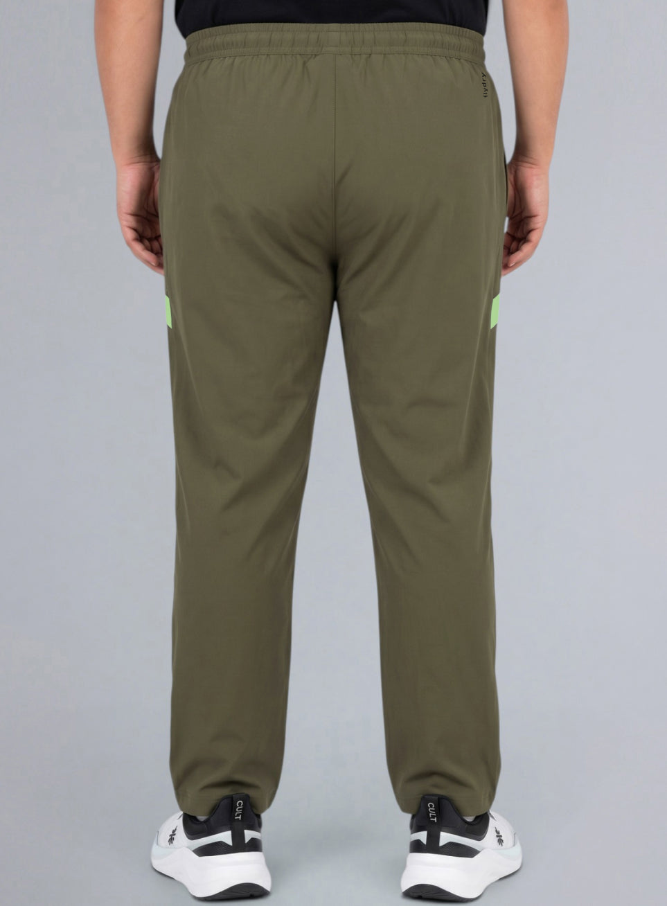 Men's Olive Power Pop Straight Fit Trackpants