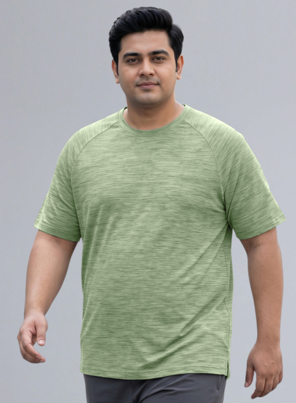 Men's Green Textured Performance Plus Size T-shirt