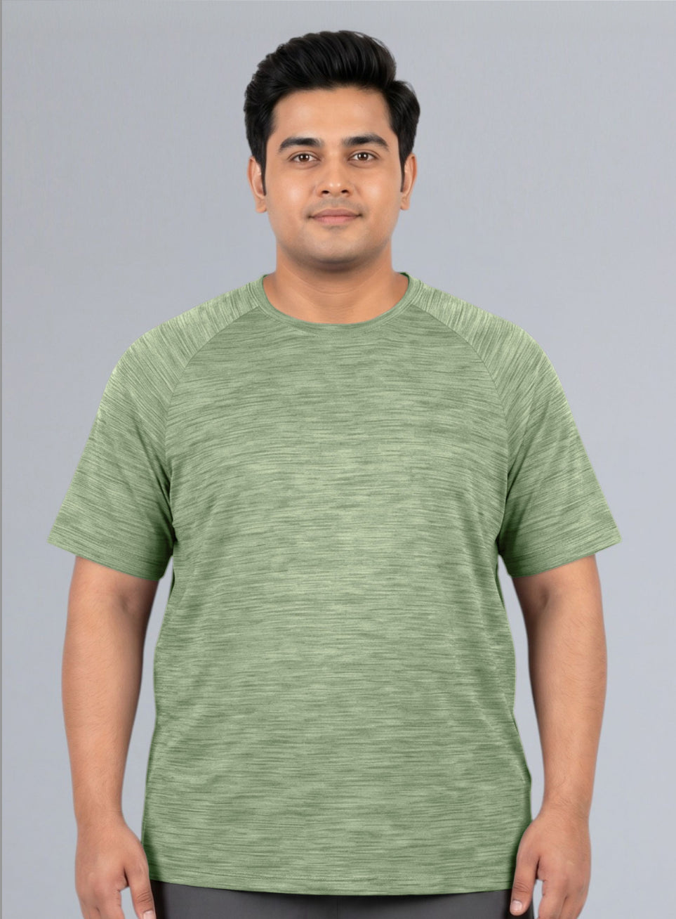 Men's Green Textured Performance Plus Size T-shirt