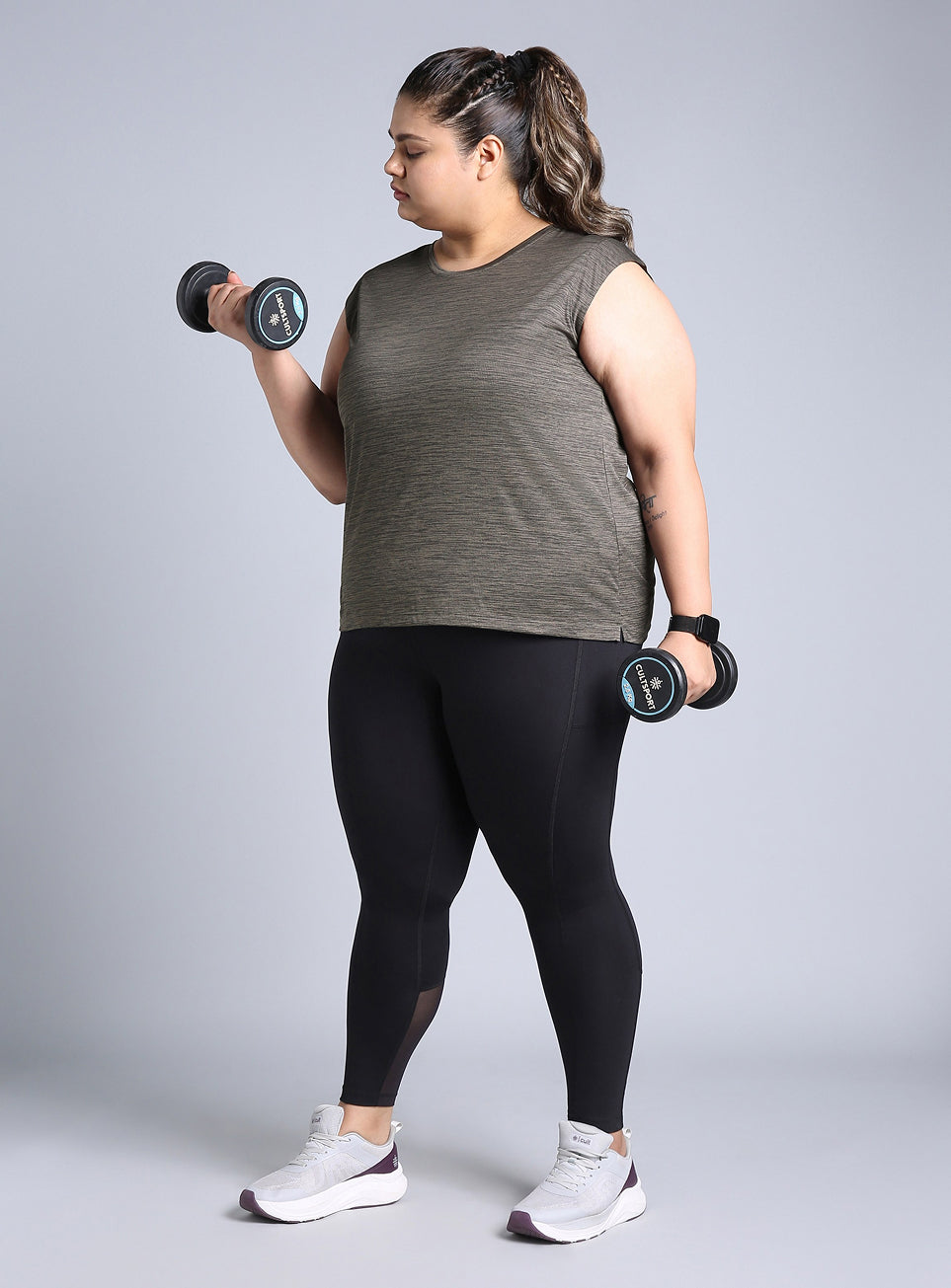Women's Charcoal Melange Plus Size Training Tee