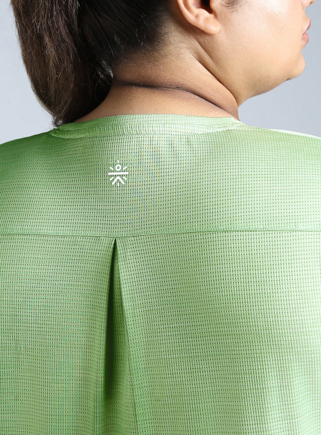 Women's Green Melange Plus Size Training Tee