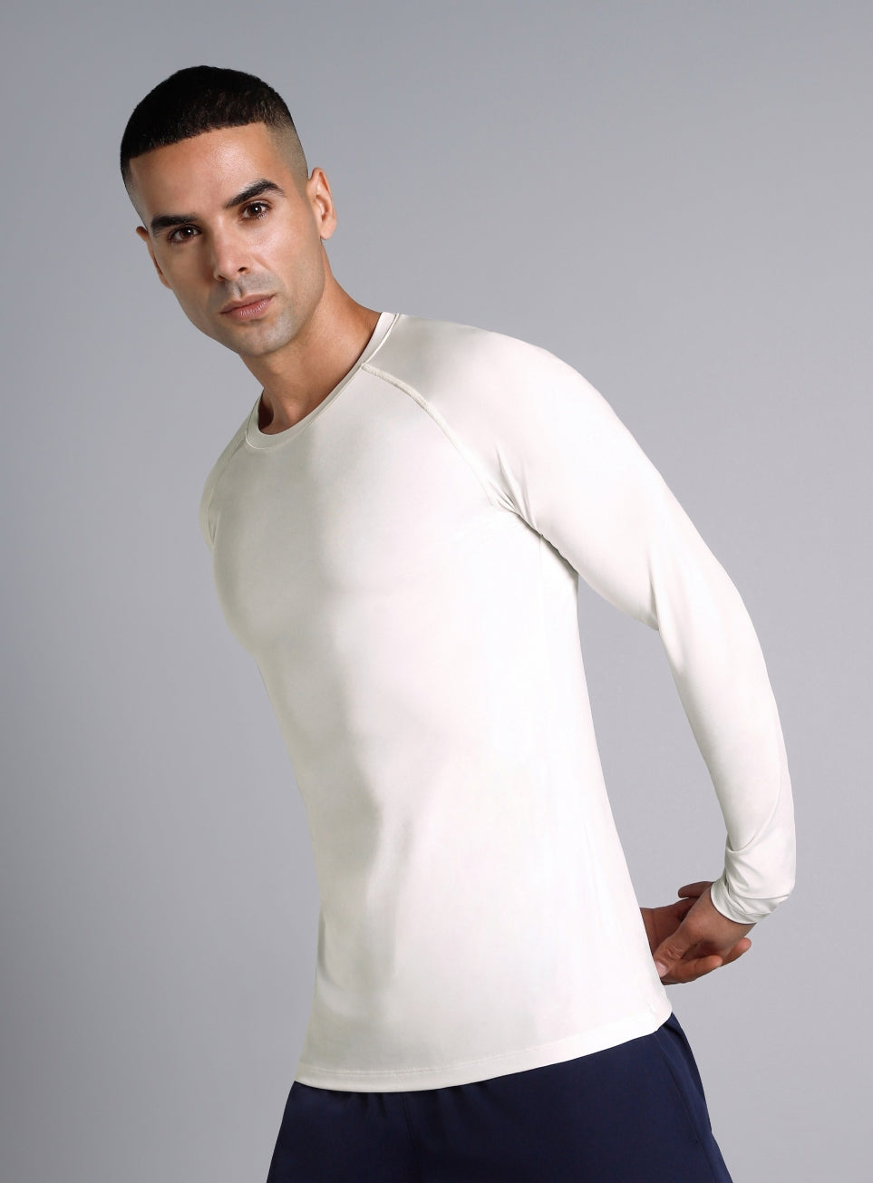 Men's White Base Layer Run Full Sleeve T-shirt