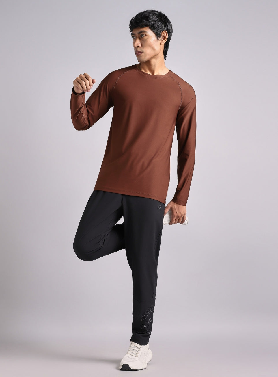 Men's Brown Base Layer Run Full Sleeve T-shirt