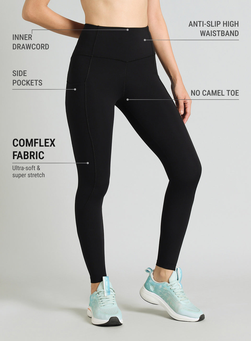 Women's Black Flow Form Yoga COMFlex Tights