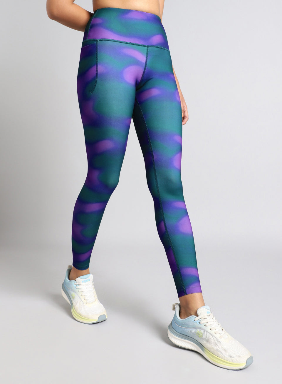 Women's Green Halo Print Running Tights
