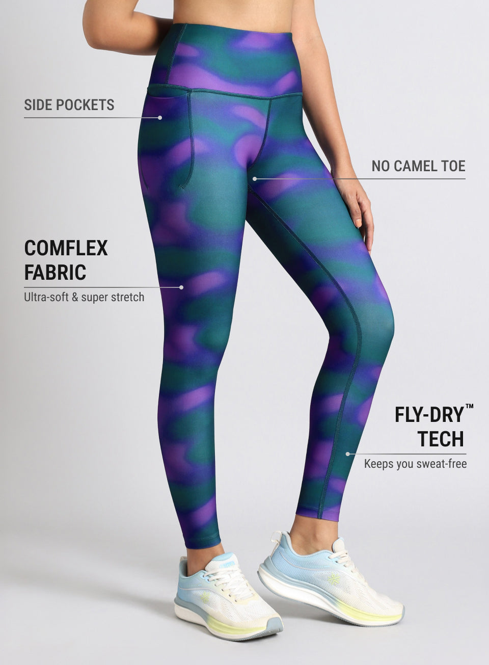 Women's Green Halo Print Running Tights