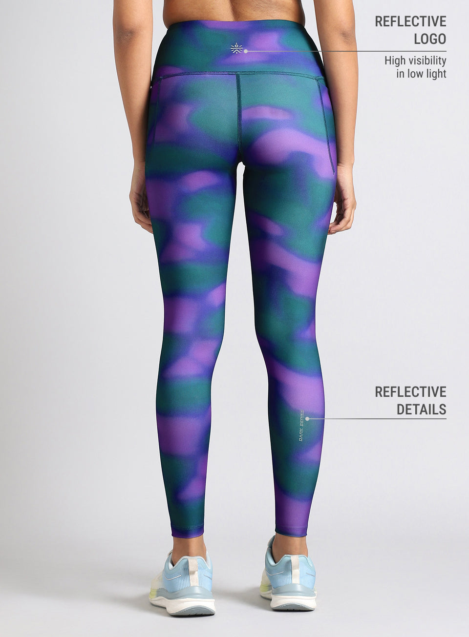 Women's Green Halo Print Running Tights