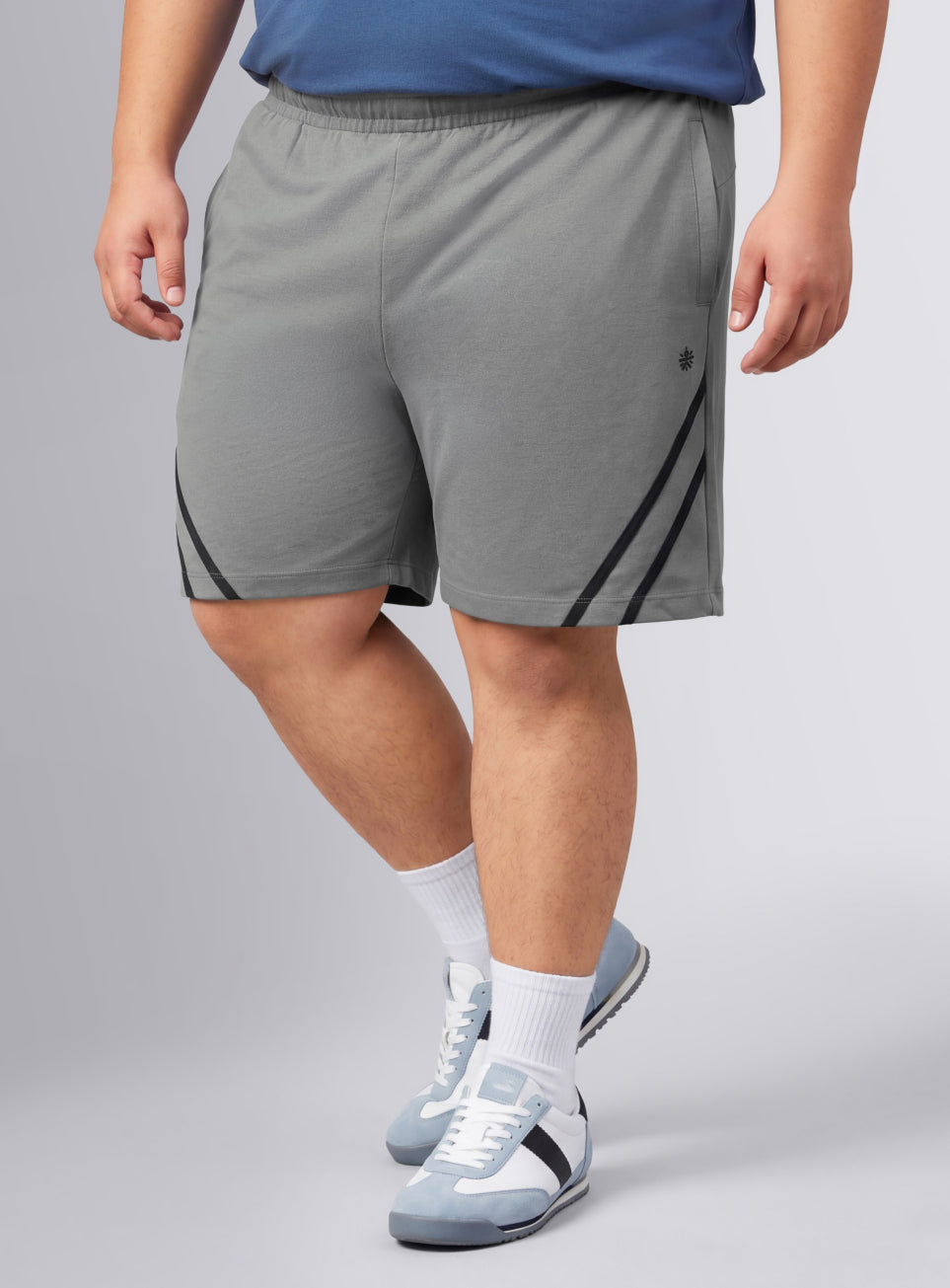 Men's Grey Contrast Panel Plus Size Shorts