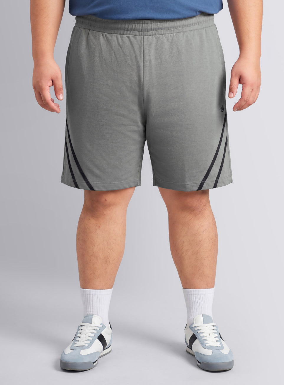 Men's Grey Contrast Panel Plus Size Shorts