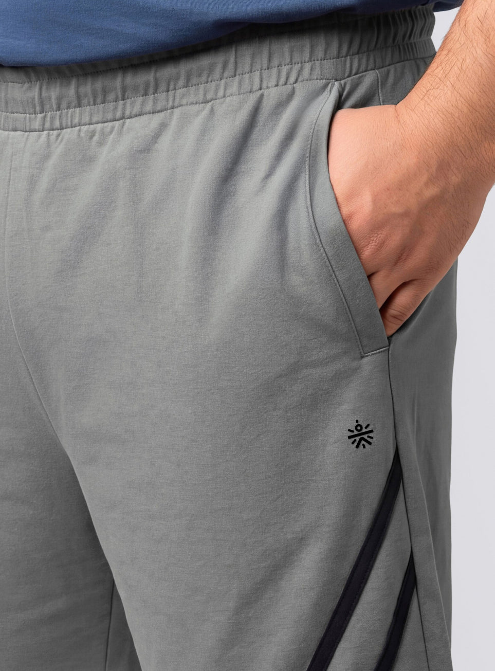 Men's Grey Contrast Panel Plus Size Shorts