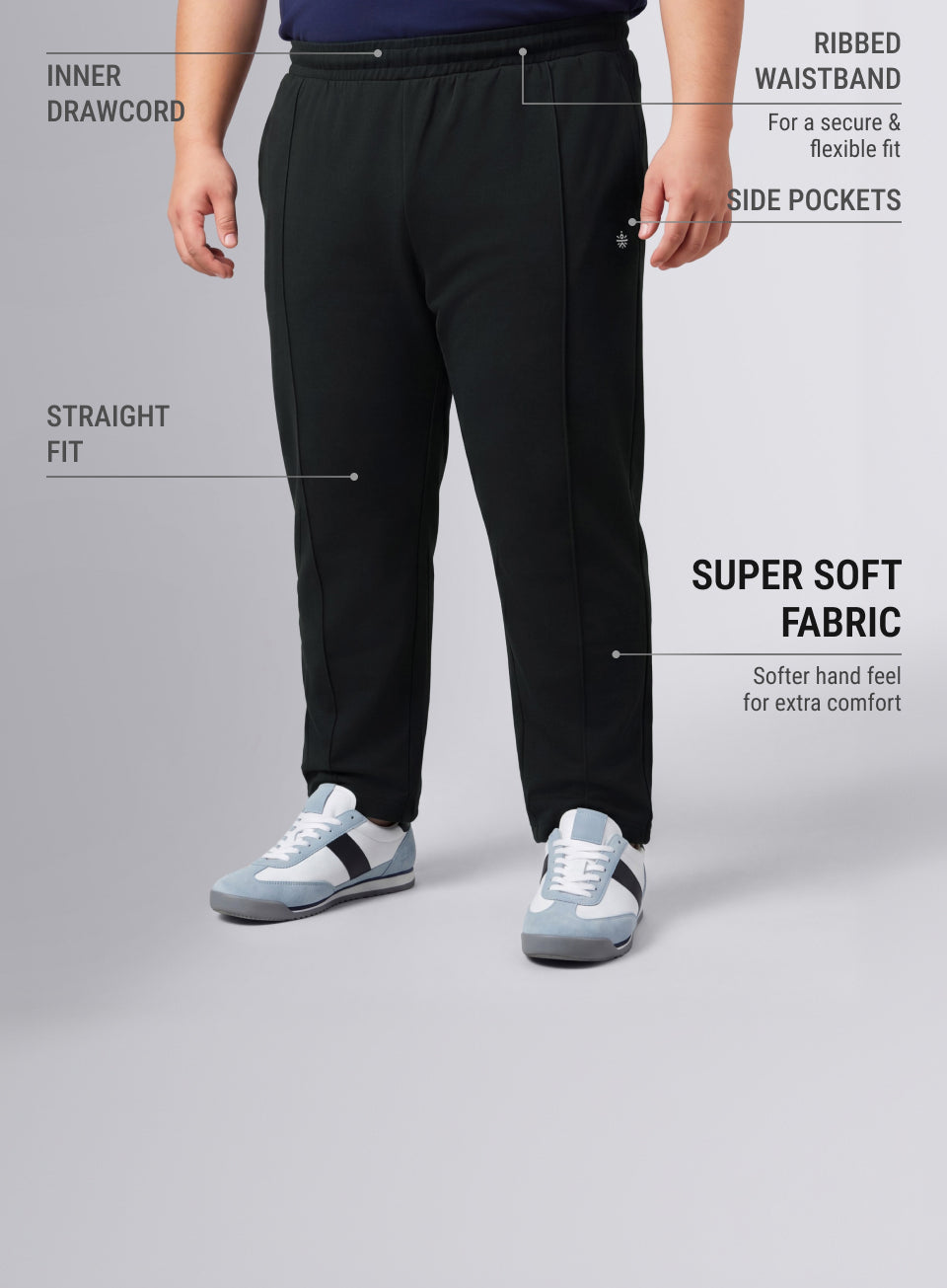 Men's Black All Day Play Straight Fit Trackpants