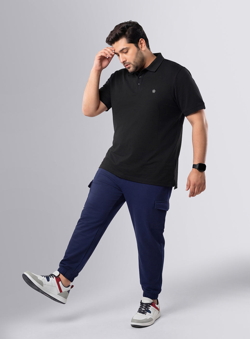 Men's Black All Day Play Plus Size Polo T-shirt