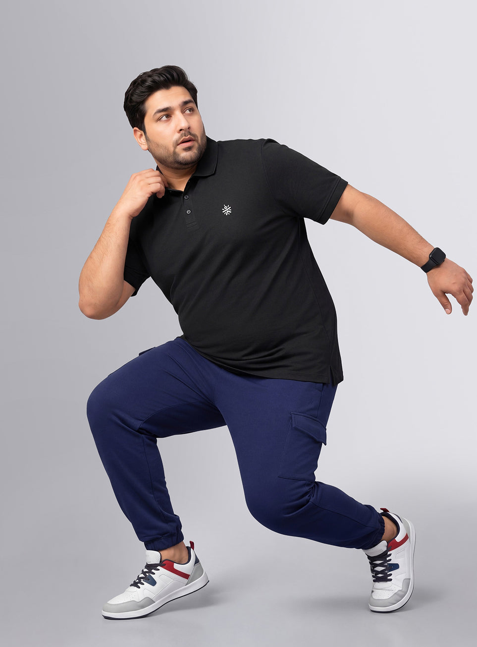 Men's Black All Day Play Plus Size Polo T-shirt