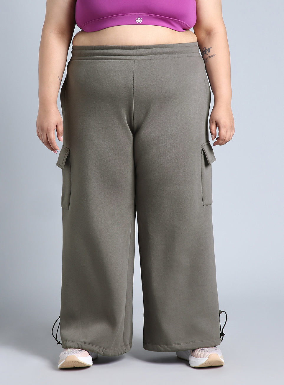 Women's Grey Plus Size Utility Joggers