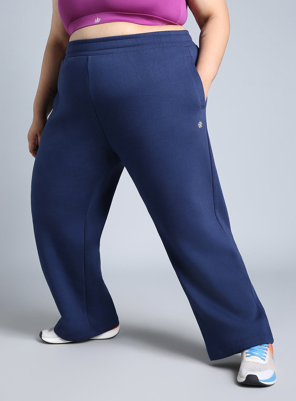 Women's Blue Plus Size Athleisure Trackpants