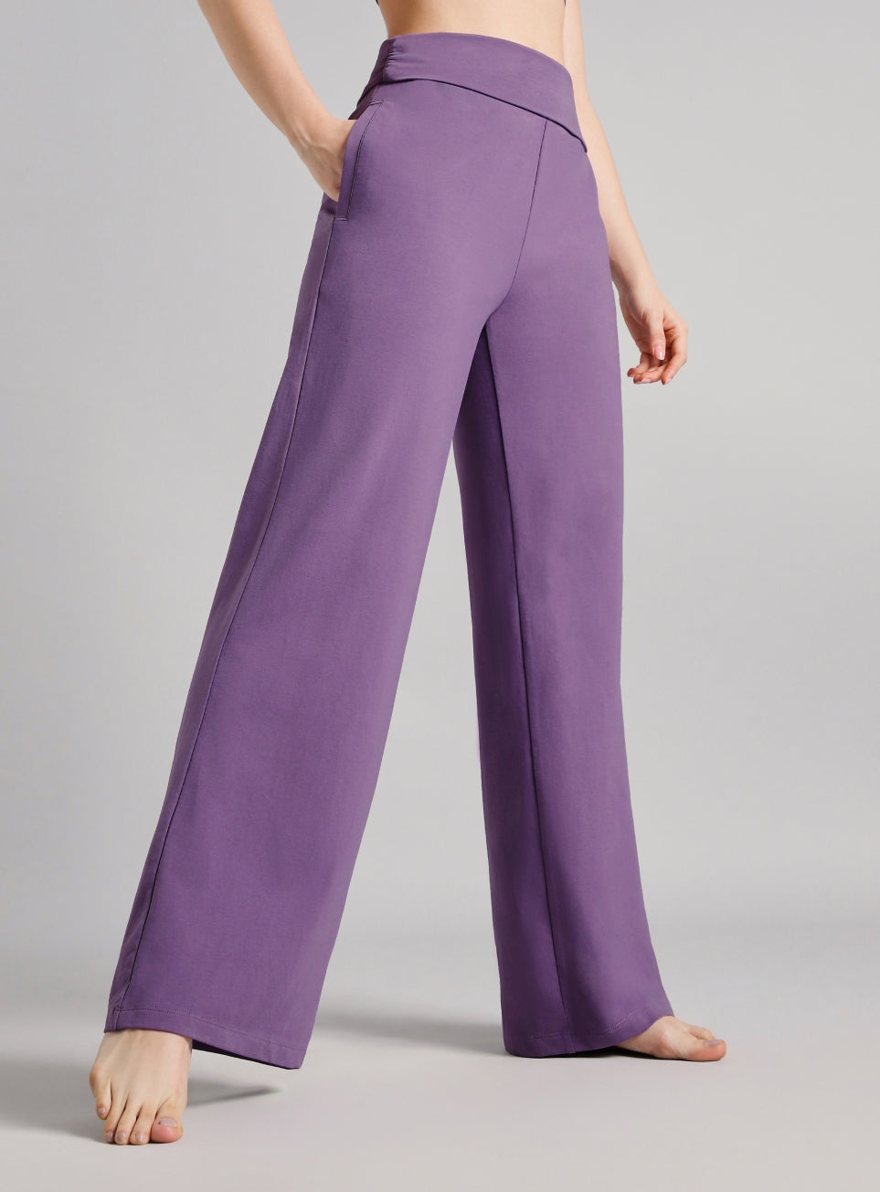 Women's Purple Flow Form Yoga Wide Leg Pants