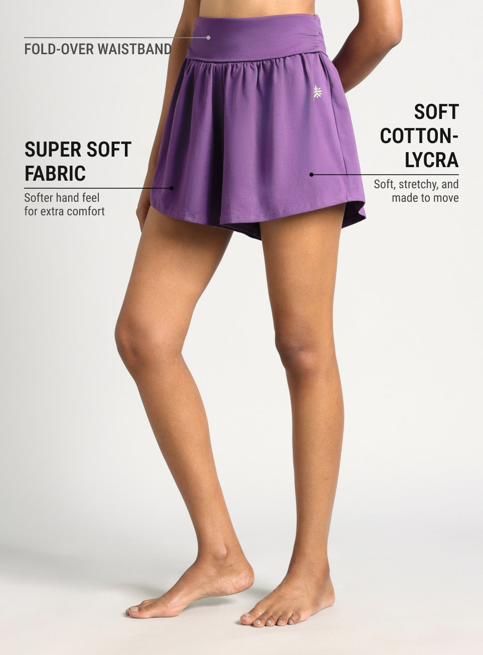 Women's Purple Flow Form Yoga Shorts