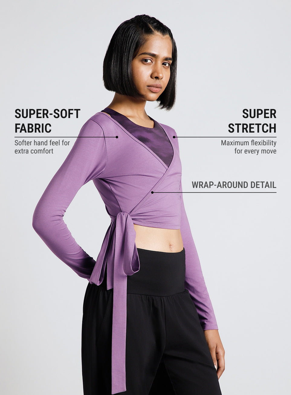 Women's Purple Back Wrap Around Flow Yoga Tank