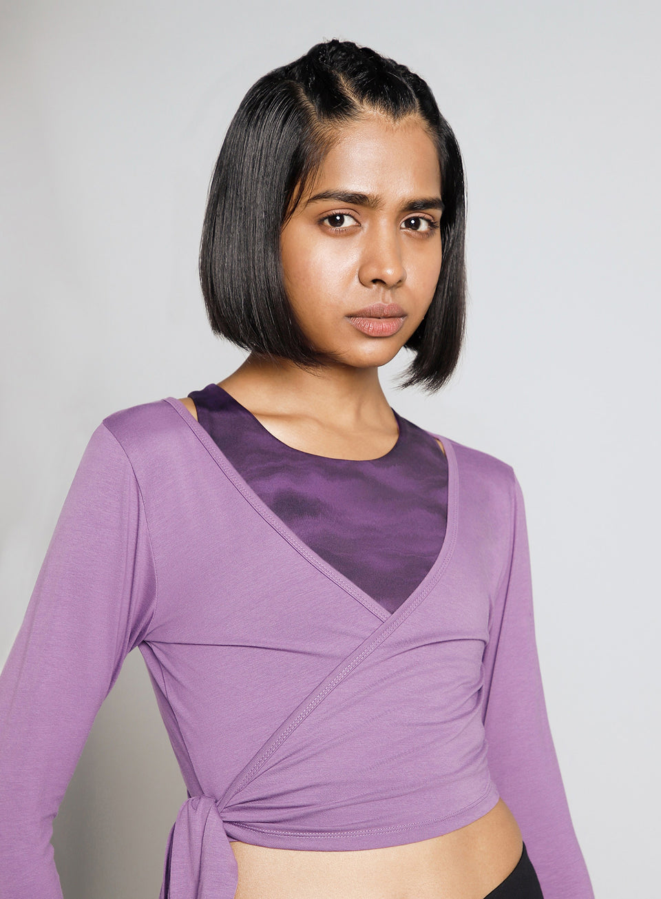 Women's Purple Back Wrap Around Flow Yoga Tank