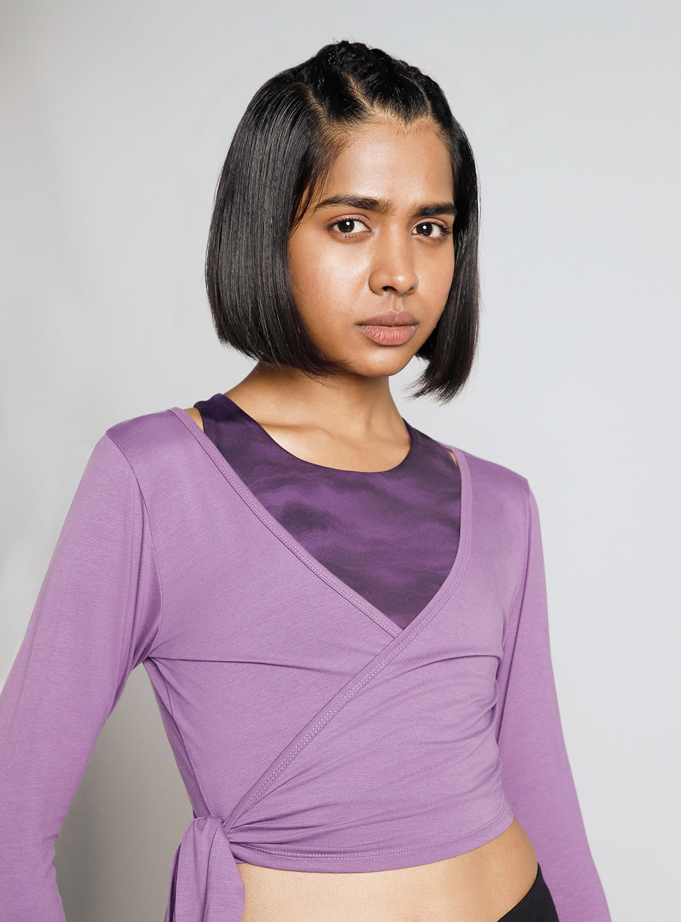 Women's Purple Back Wrap Around Flow Yoga Tank