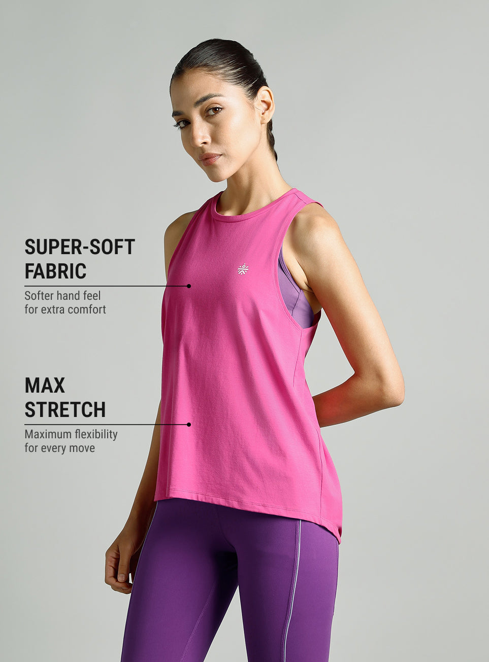 Women's Pink Back Tie- up Flow Yoga Tank