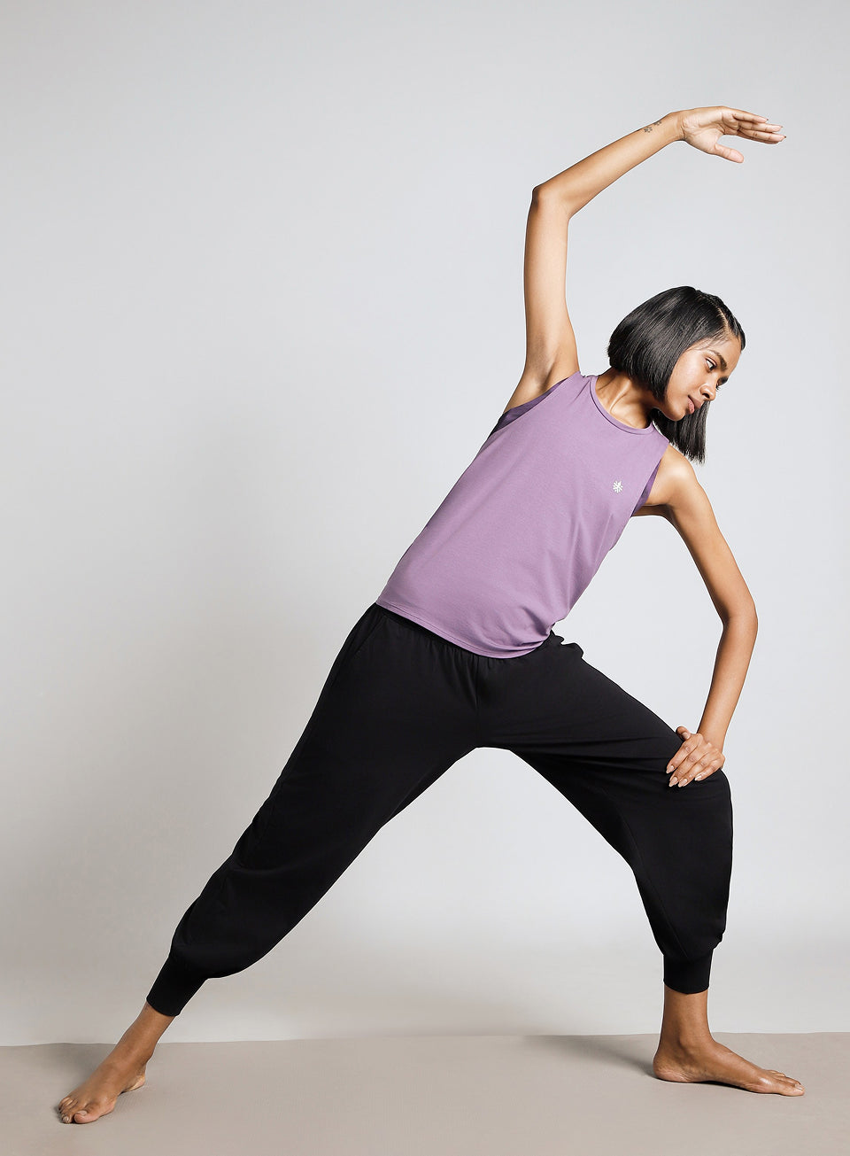 Women's Purple Back Tie-Up Flow Yoga Tank