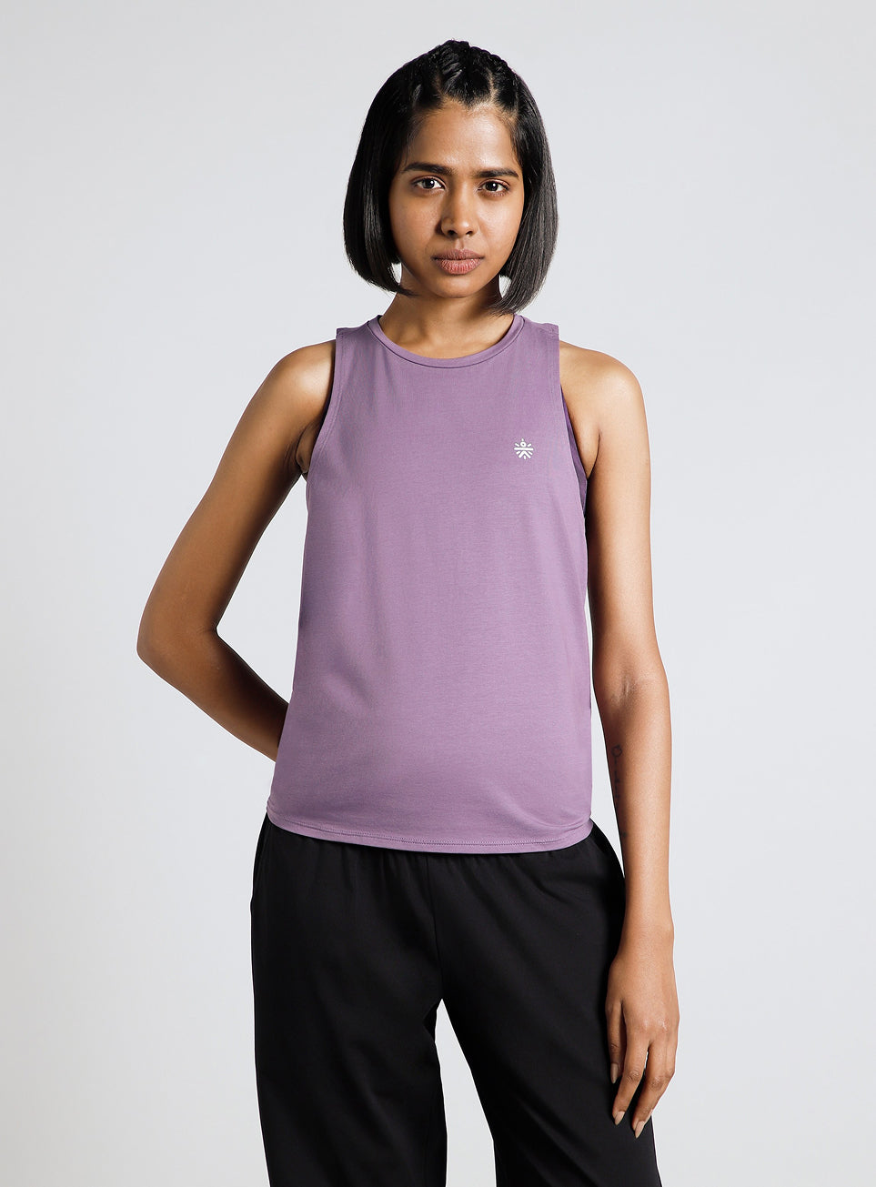Women's Purple Back Tie-Up Flow Yoga Tank