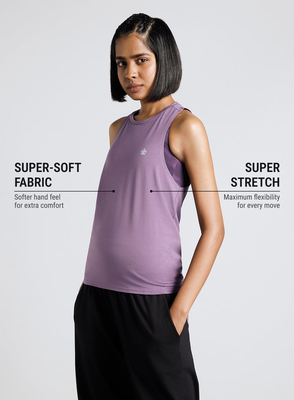 Women's Purple Back Tie-Up Flow Yoga Tank