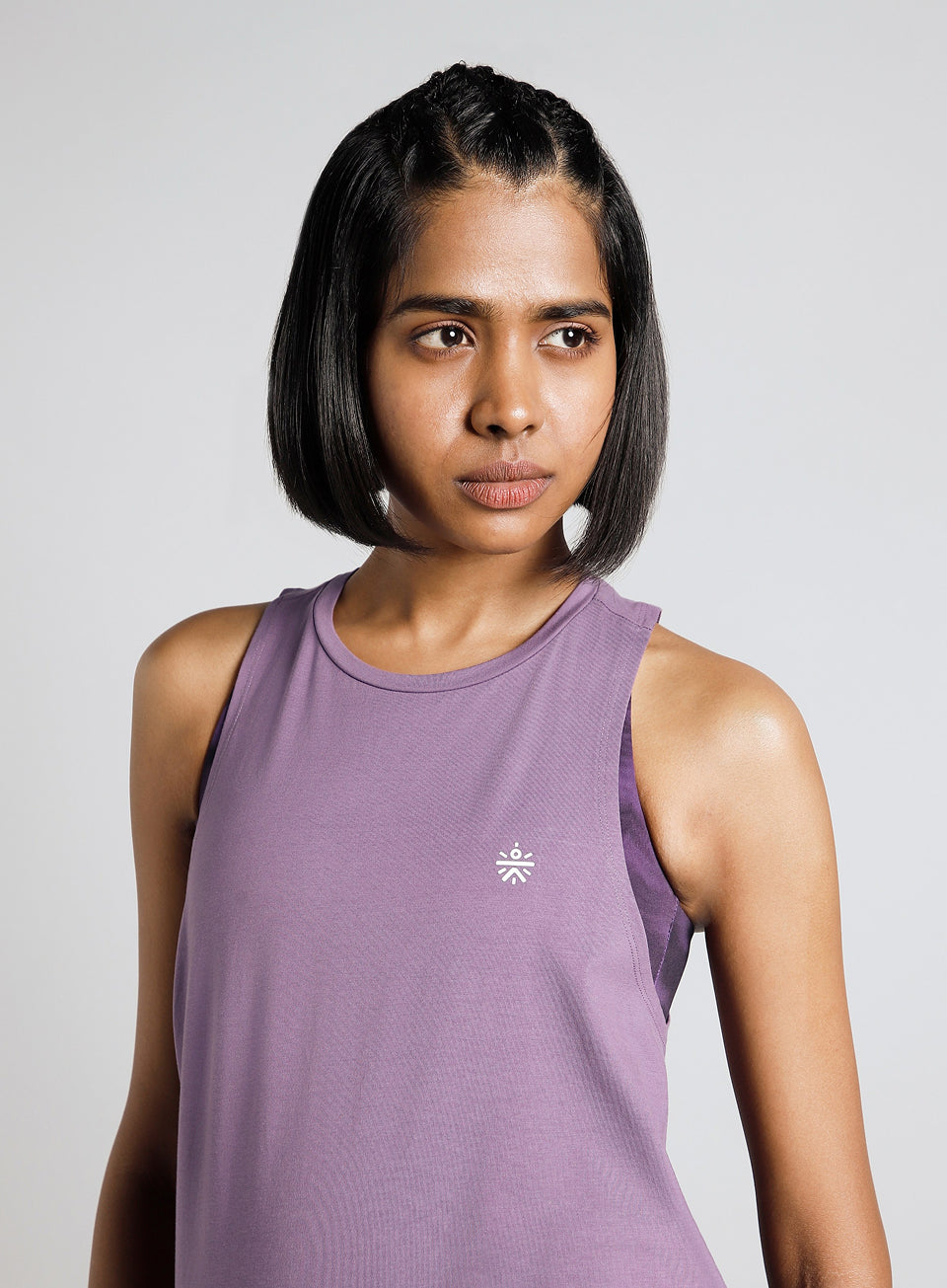 Women's Purple Back Tie-Up Flow Yoga Tank